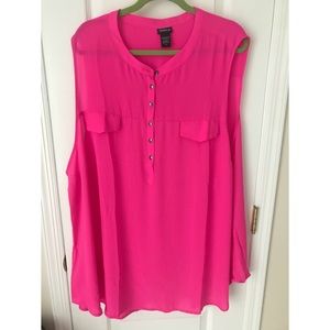 Harper - Neon Fuchsia Sleeveless Georgette Blouse